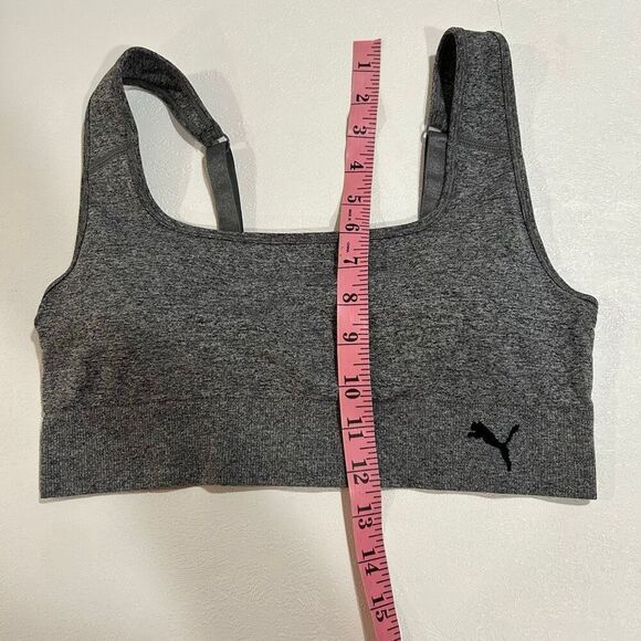 PUMA Gray Seamless Sports Bra Women’s Large Stretchy Comfort Fit - Picture 5 of 5